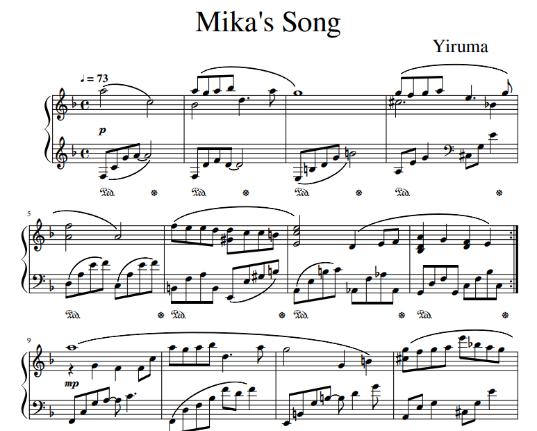 Yiruma - Mika's Song For piano solo